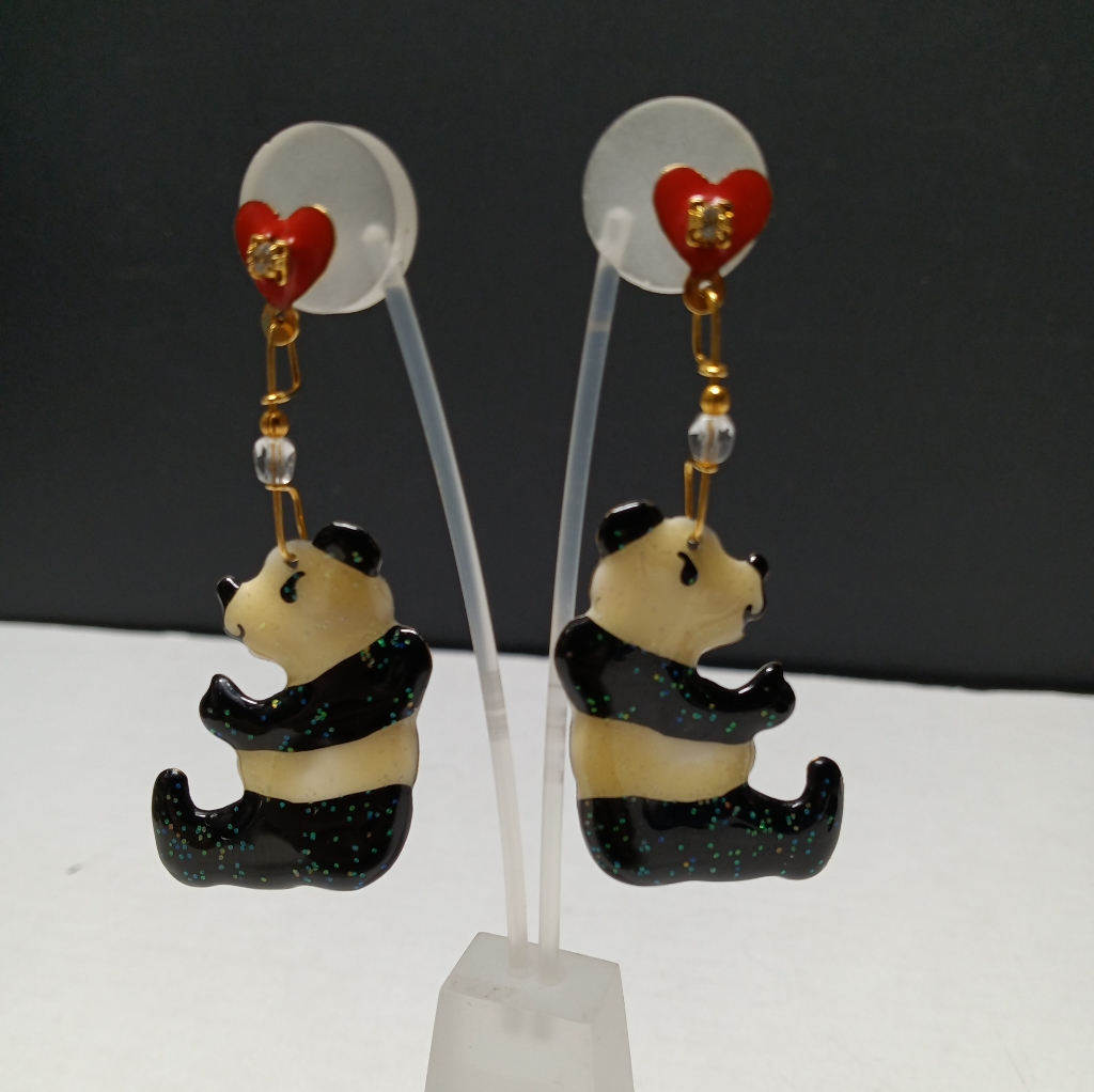 Vintage Lunch At The Ritz Panda Bear Post Earrings Latr